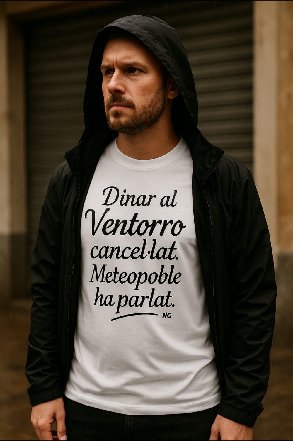 Samarreta de manega curta unisex. Dinar al Ventorro cancel.lat Meteopoble ha parlat